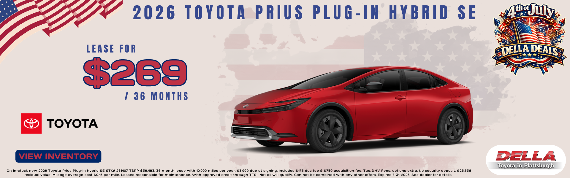 2026 Toyota Prius Plug-In Hybrid Lease Deal